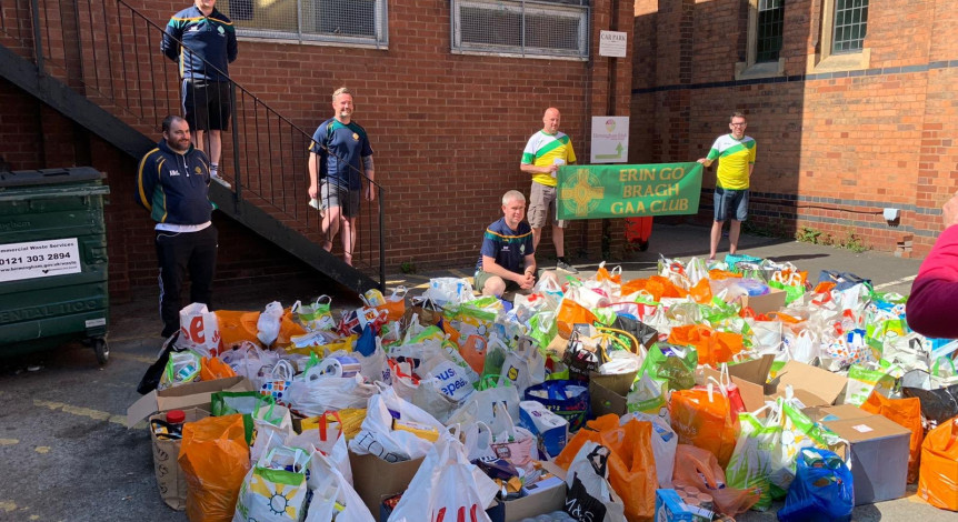 Birmingham Irish Association runs a food bank, Erin Go Bragh, GAA Club and St. Brendan's GAA gave an overwhelming 200+ shopping bags!