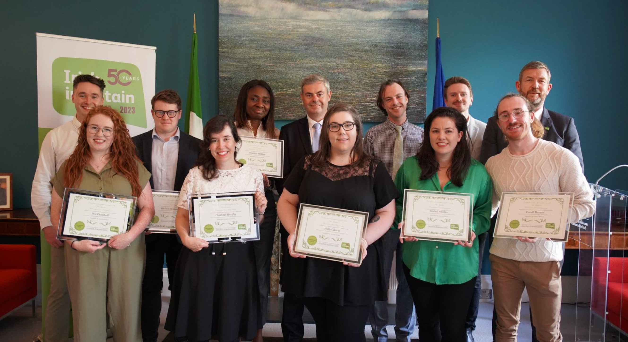 The New Leaders graduates with Ambassador Martin Fraser and Irish in Britain CEO Brian Dalton