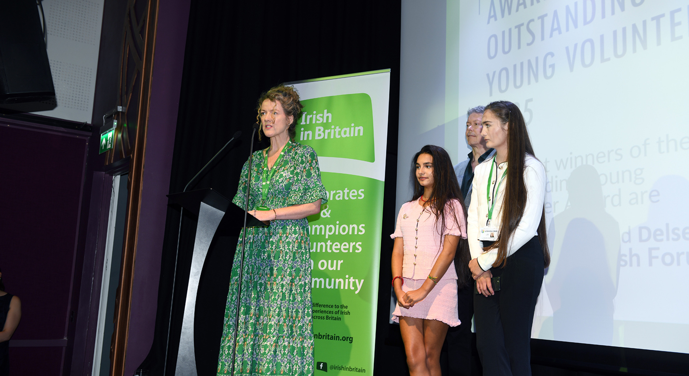 Noelette Hanley of Luton Irish Forum with Young Volunteer winners