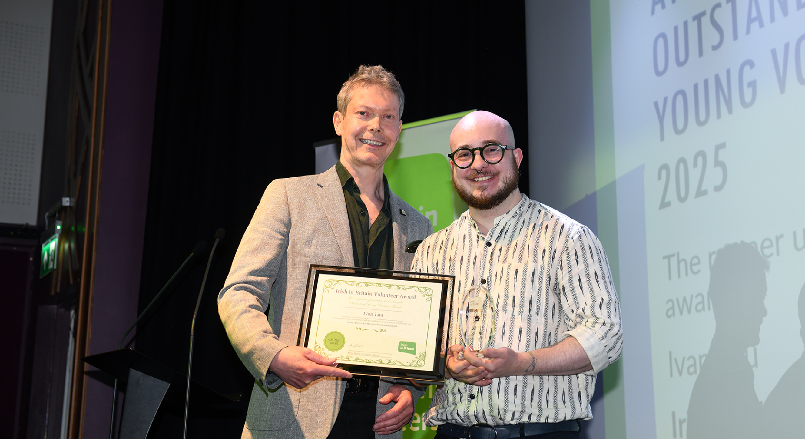 Sean Kennedy with Alfie from Irish Community Care Manchester