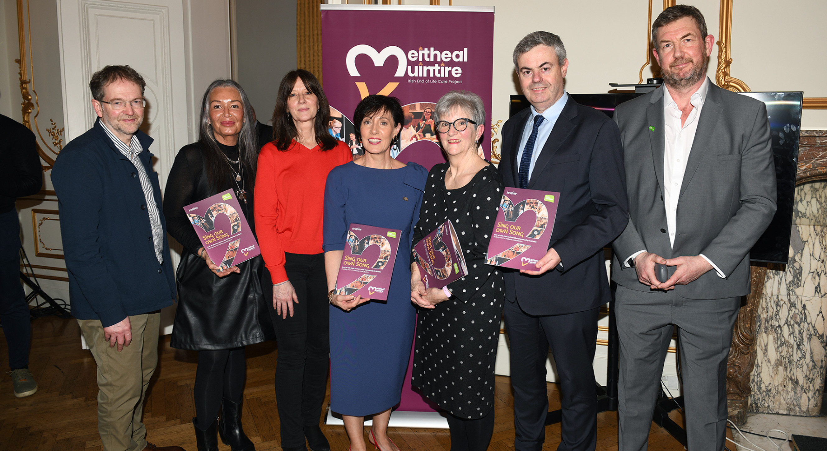 John Delahunty, Dr Sarah Hughes, Katie Doyle, Deirdre Fraser, Dr Mary Tilki, Irish Ambassador Martin Fraser and Brian Dalton.