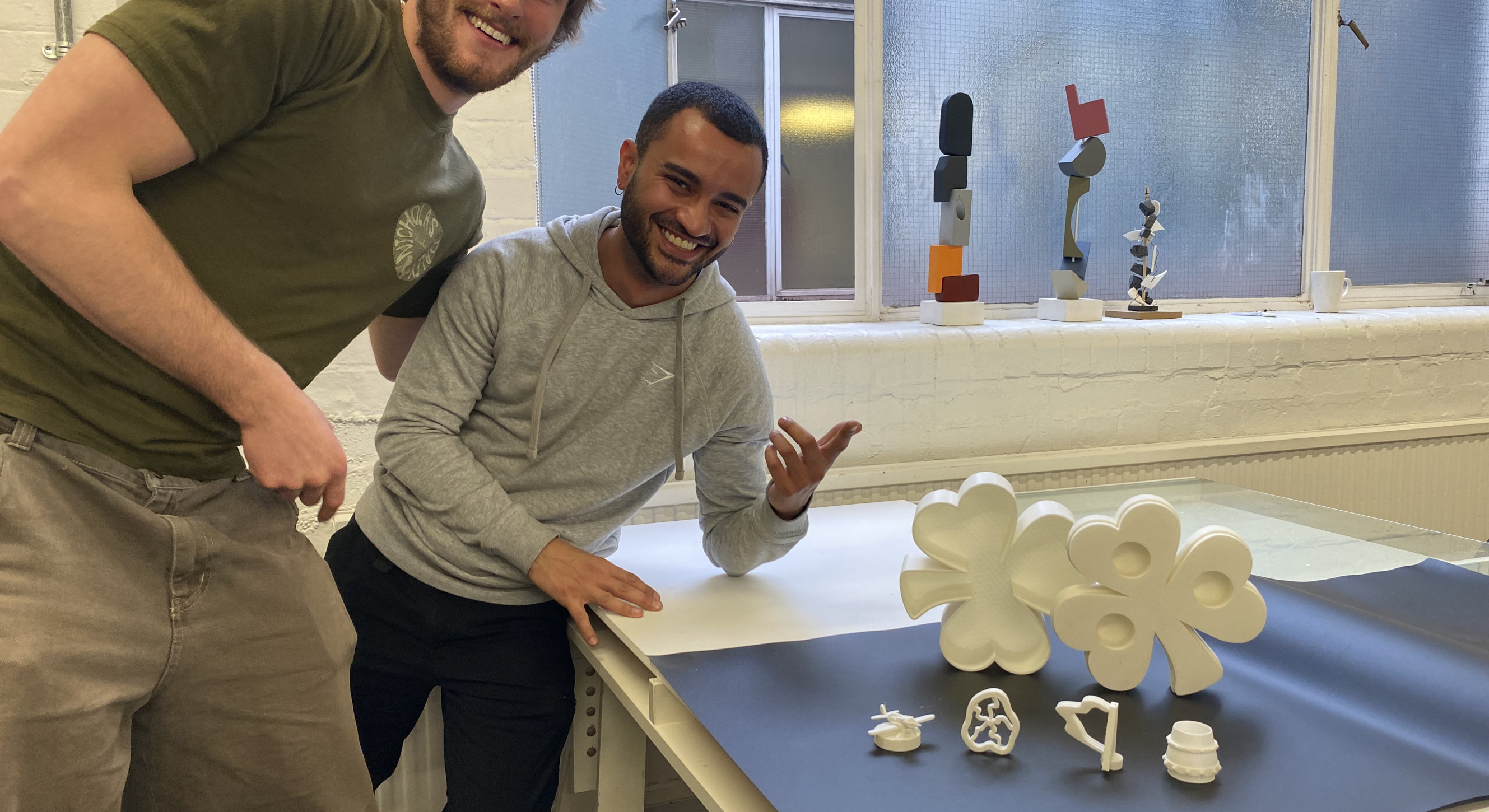 Students Eddie and Alex with their winning design